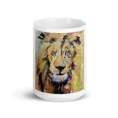 Lion Heart by Kelly Michele Pfeffer - White glossy mug